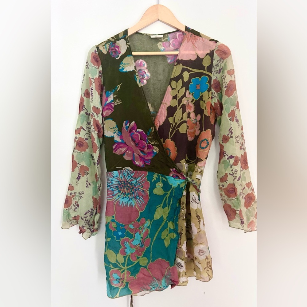 Jill floral wrap kimono top in size medium multicolour - Picture 6 of 6